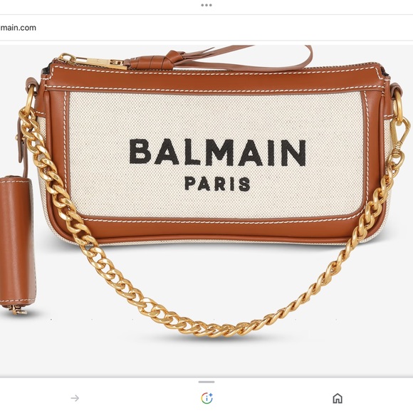 Balmain B-Army Canvas Pouch-On-Chain Beige - Picture 2 of 16